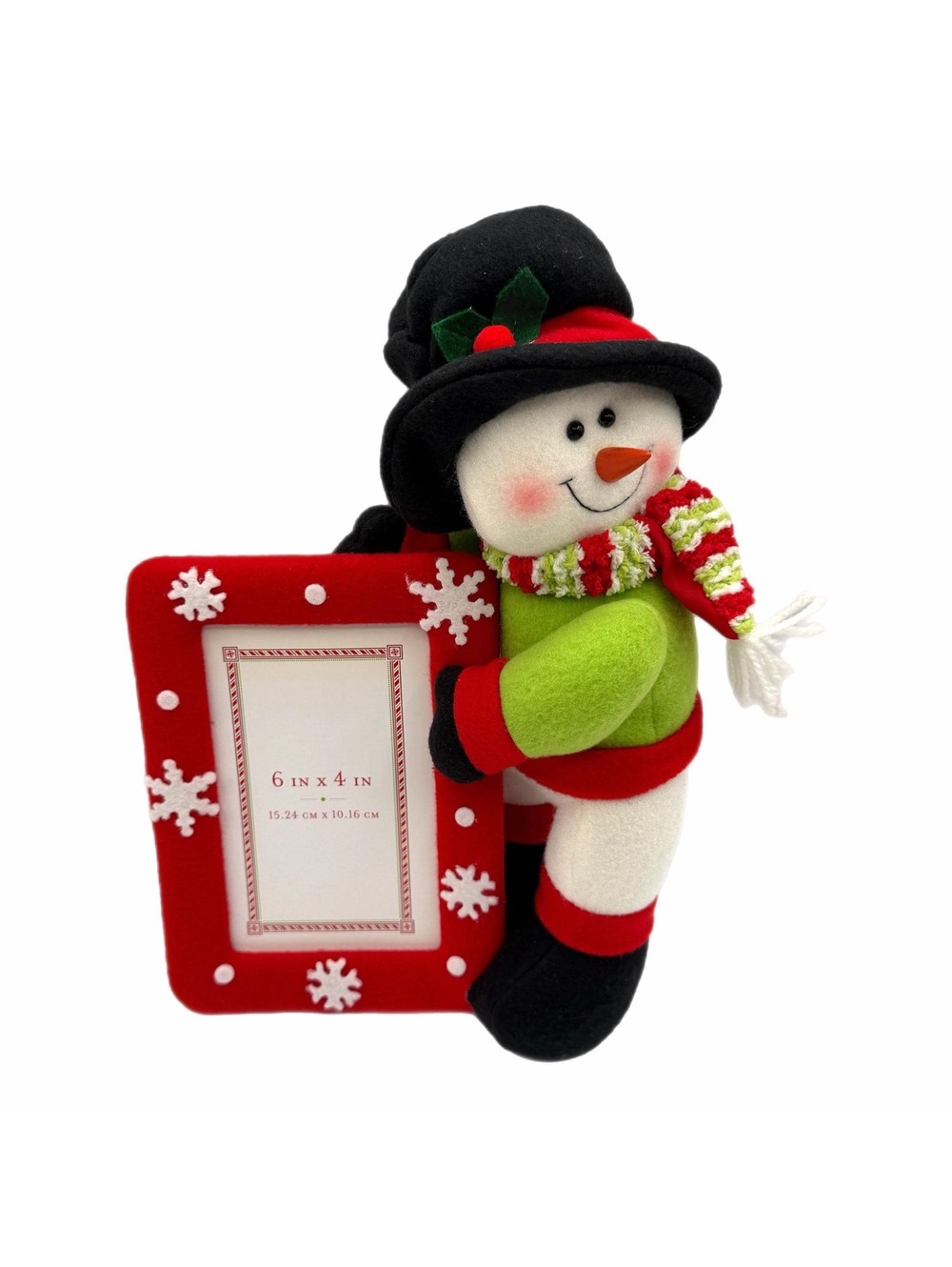 Vintage Christmas Snowman Plush Picture Frame Décor – 6x4-Inch Photo – New